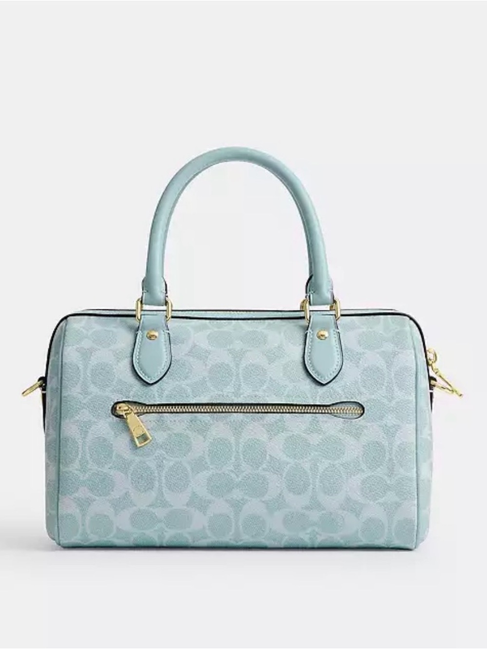 Coach Rowan Light Blue Signature Satchel with Gold Hardware - Picture 7 of 10